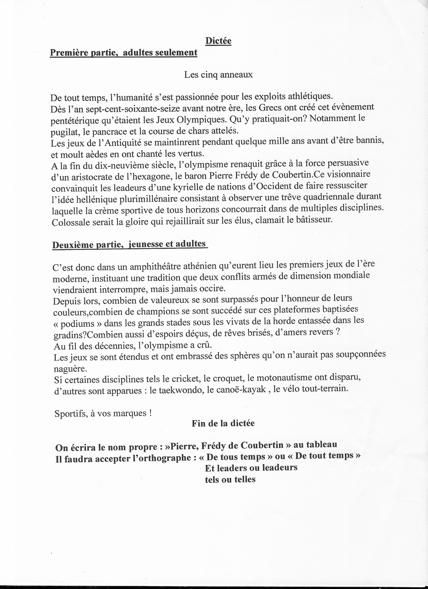 Dictée du Maire 2024
