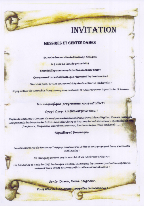 Invitation Fête Médiévale 2024